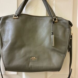 Coach Madison Smythe satchel LIGHT-GOLD/OLIVE-GREY/letter of authenticity